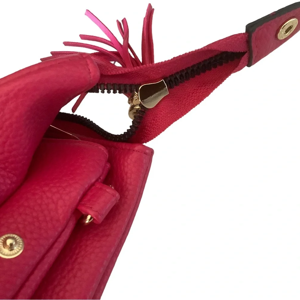Nanette Laporte wristlet pink fuchsia with gold hardware crossbody bag purse